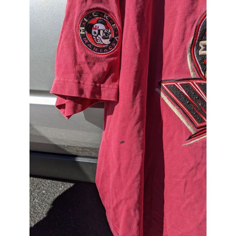 Vintage XXL Disney World Mickey Mouse maniacs football Jersey shirt Y2K